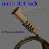 Suitable for Laptop Nano-lock Slot Notebook Computer Anti-theft Lock, Zinc Alloy 4-Digit Password Lock, Black Steel Rope 1.9 M