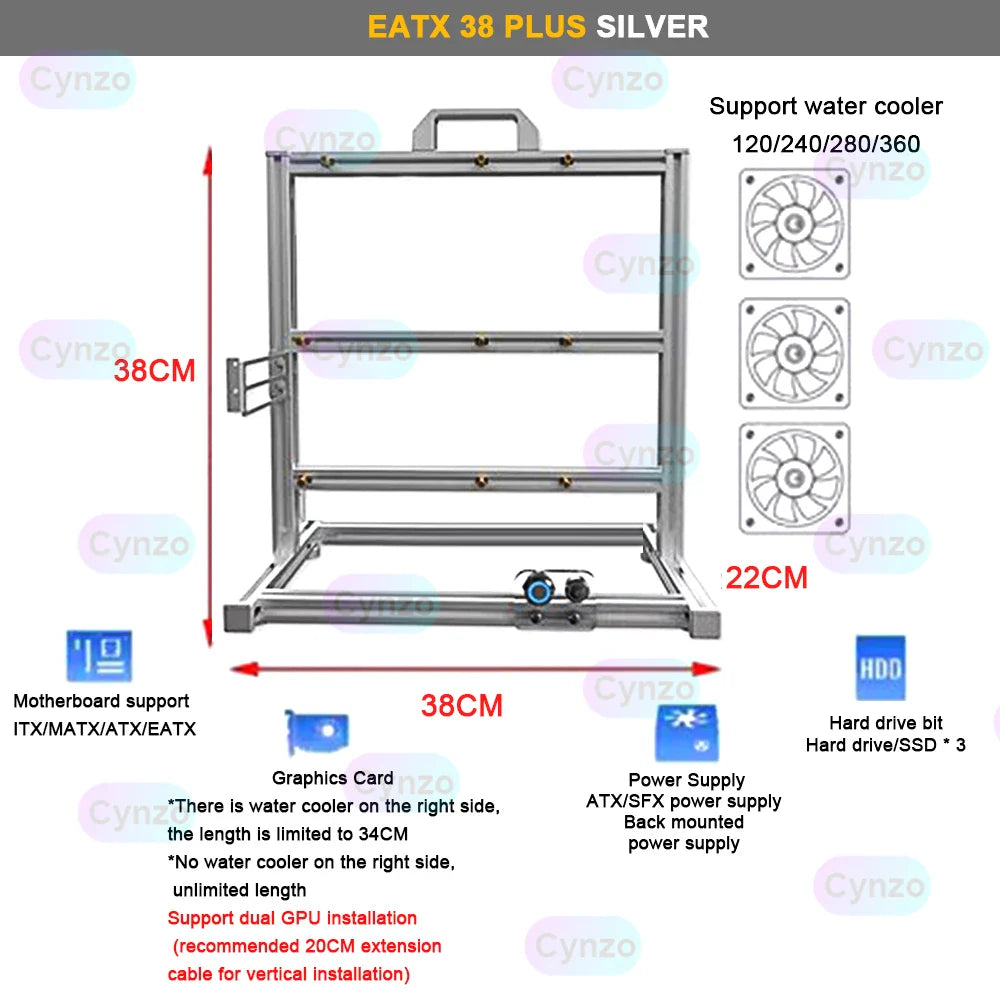 EATX Gamers Cabinet MOD Large Open PC Case Frame Rack Aluminum Creative DIY Desktop Gaming Computer Chassis Water Cooling