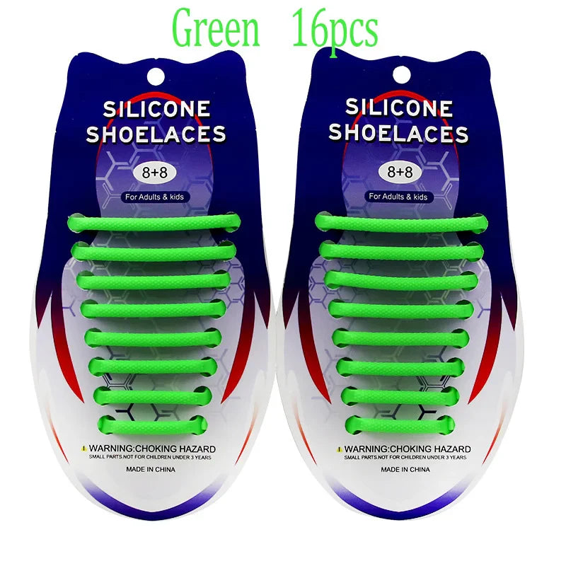 Elastic Oval Thicken Waterproof Silicone Shoelaces Hammer Laces No Tie Shoelace for Adults and Children Rubber Quick Shoelace