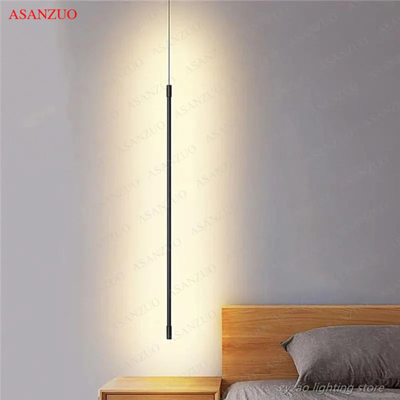 Bedroom Bedside Light LED Pendant Light for Living Room Adjustable Line Strip Hanging Lamp TV Wall Home Decor Modern Fixture