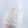 Warm Fleece Lined Hat Women Winter Beanies Cable Knitted Pom Pom Hat Plain Skullies Olive Green Black Grey White Beige Pink