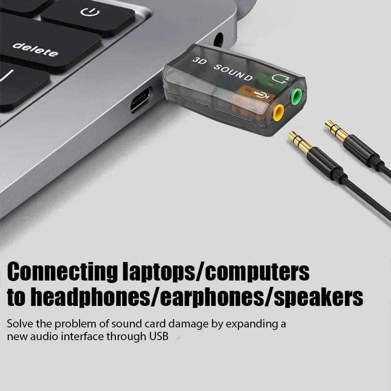 Portable External Usb To 3.5mm Mic Headphone Jack Stereo Headset 3d Sound Card Audio Adapter New Speaker Interface For Laptop