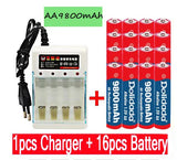 Dolidada 2023 New Tag 9800 MAH rechargeable battery AA 1.5 V. Rechargeable New Alcalinas drummey +1pcs 4-cell battery charger