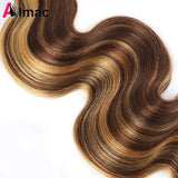 P4/27 Highlight Body Wave 3/4 Human Hair Bundles With 4x4 HD Lace Closure Pre-Plucked Peruvian Remy Hair Extention 220g/Set