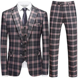 2023 Fashion New Men Leisure Boutique Business Plaid Striped Suit Vest Pants 3 Pcs Set Casual Dress Blazers Jacket Coat Trosers