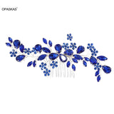 Blue Crystal Hair Comb Bride Tiaras For Women Shiny Alloy Hairpin Clip Fashion Wedding Hair Accessoreis 2023 New Tiaras Gifts