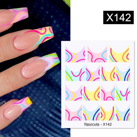 3D Silver Frame Nail Sticker Silver Bronzing Stripe Lines Sliders For Nails Tribal Pattern Decals Marble Blooming Nail Tattoos