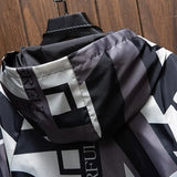 The New Two-sided Men's Jacket, 2024 Fashion Geometric Pattern Windbreaker, Lightweight Outerwear M-7XL