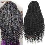 360 Full Lace Frontal Boho Braided Wigs Wave Curly Preplucked Goddess Locs Braided Wig With Baby Hair Synthetic Box Braids Wigs