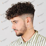 Undetectable Afo Man Jet Black 18mm Curly Micro Skin Base Men Toupee Natural Hairline Man's Curly Human Hair Prosthesis System