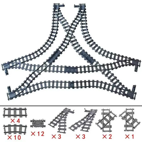 City Train Track Building Block Set 100PCS Soft Straight Curve Flexible Switch Railway Tracks Rails DIY Toys For Boys