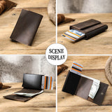 CONTACT'S Genuine Leather RFID Card Wallets for Men Aluminium Box Card Case Card Holders Money Clips Slim Casual Men's Wallets