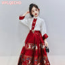 2024 NEW Summer Chinese Hanfu Dress For Girls Traditional Embroidery Horse-face Skirt For Kids Princess Hanbok