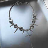 2023 New Rivet Punk Necklace Geometry Spine Thorny Irregular Transparent Ice Cubes Metal Choker for Women Men Unisex Jewelry