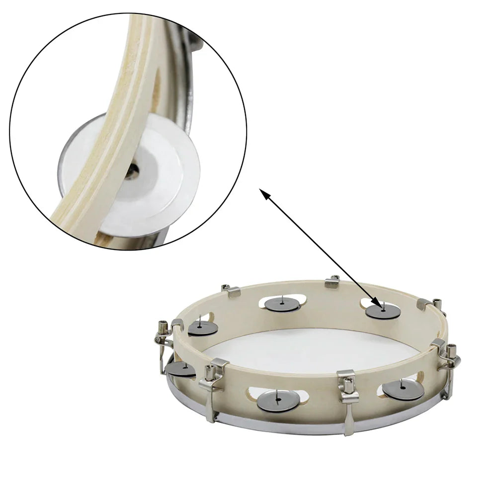 10 Inches Tambourine Adjustable Solid Wooden Panel Hand Held Bell Drum Percussion Music Toys For Kids Infant Enlightenment Tools