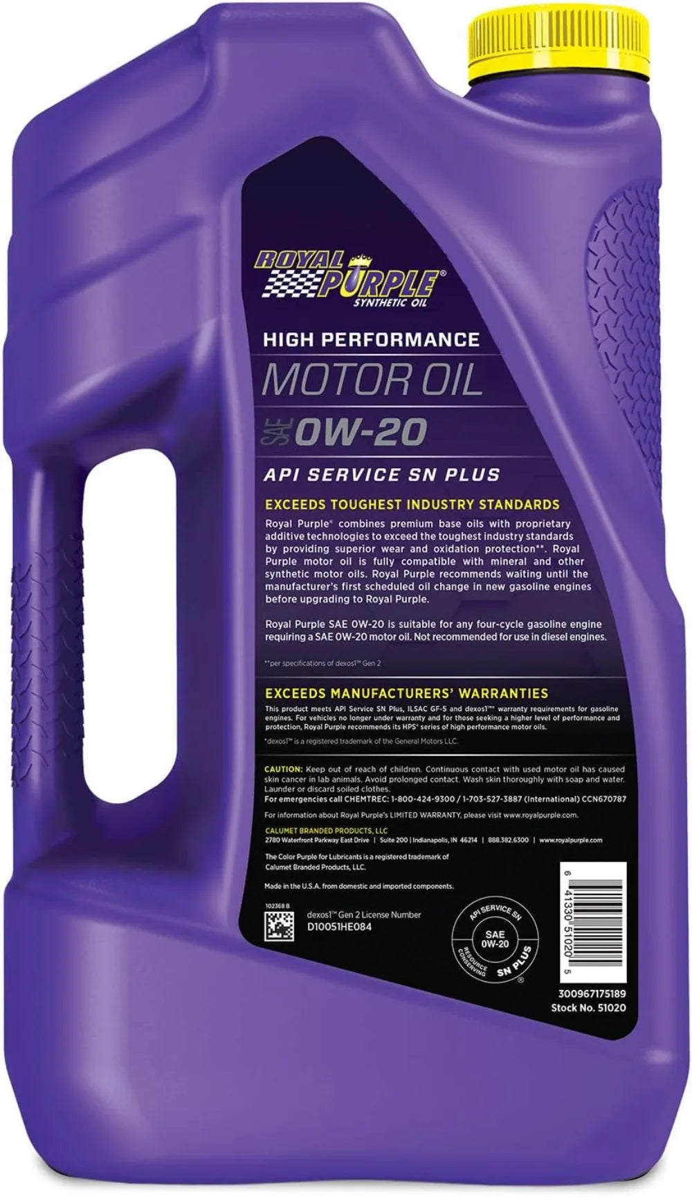 Royal Purple ROY51020 API-Licensed SAE 0W-20 High Performance Synthetic Motor Oil - 5 qt.