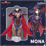 In Stock UWOWO Game Genshin Impact Mona Megistus Astral Reflection Cosplay Costume Enigmatic Astrologer Halloween Costume