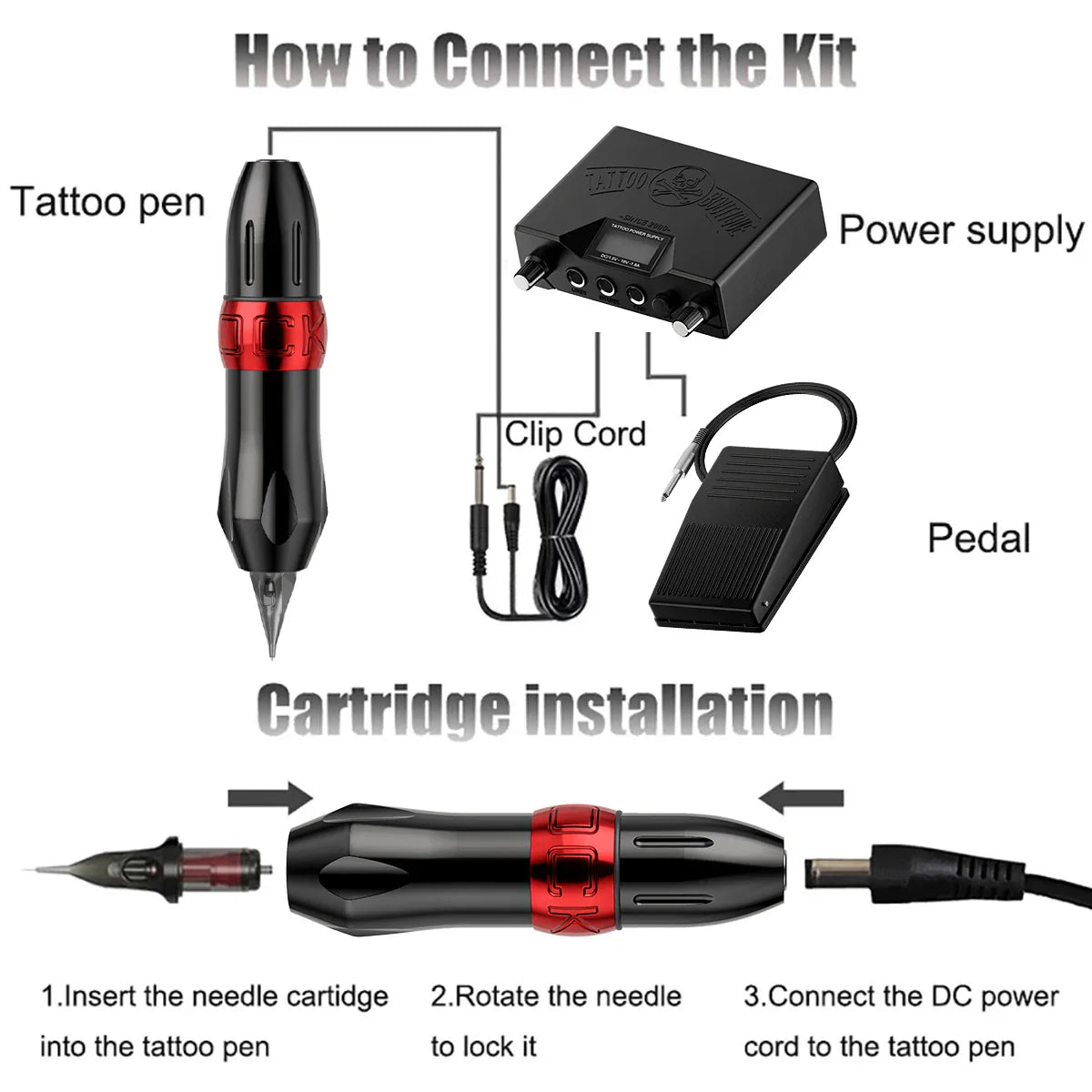 Complete Rocket Tattoo Machine Pen Wireless Tattoo Machine Power Supply Rotary Tattoo Machine Tattoo Pen Set for Body Art