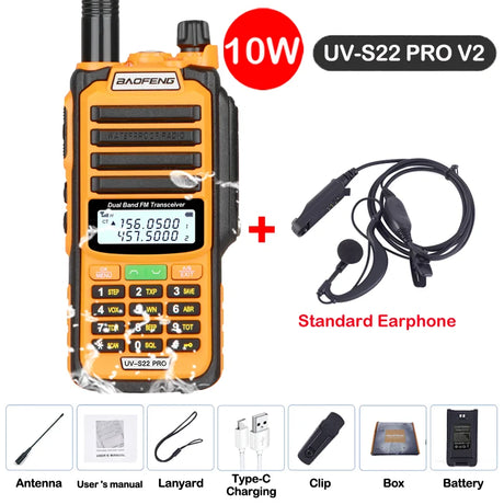 Baofeng UV S22 PRO V2 IP68 Walkie Talkie Waterproof Dual Band 136-174/400-520MHz Ham Radio Upgraded Of UV9R UV5R Pro 50KM Range