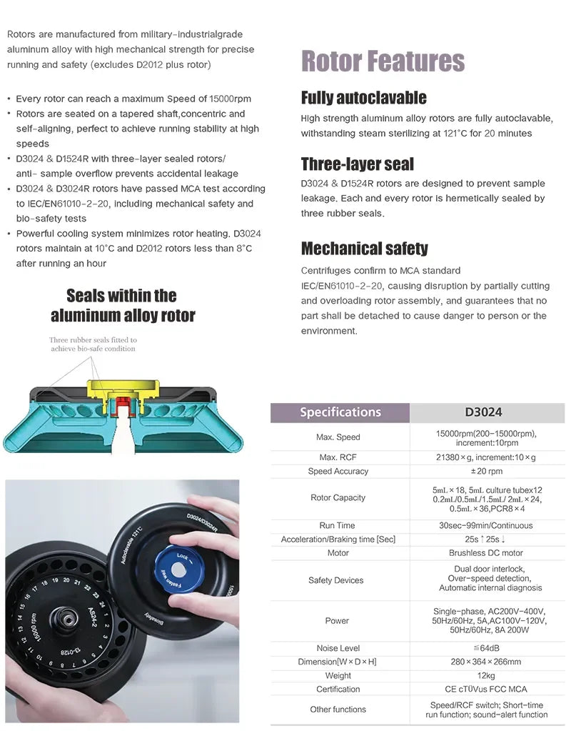 IKEME Laboratory Pcr Centrifuge High-Speed Plasma Microcentrifuge D3024 Digital for 0.2/0.5/1.5/2/5ml Centrifuge Tube 15000rpm