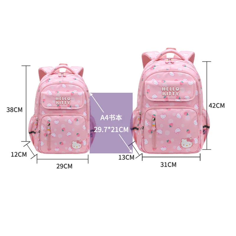 Sanrioed Hello kitty Schoolbag Cartoon Strawberry Kitty Cat Bags Burden Alleviation Protect Spine Waterproof Anti Lost Backpack