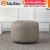 OTAUTAU Small Round Faux Leather Ottoman Stool Beanbag Pouf Footstool Stuffed Bean Bag Footrest Floor Corner Seat Puff JD004