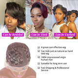 Pixie Cut Wig Transparent Lace Human Hair Wigs For Women Straight Short Bob Wig T Part Lace Wig Prepluck Brazilia Human Hair