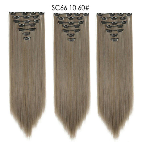 Set Hair Clip In Hair Extensions With Clips Hairpieces Synthetic Extension False/Fake Hair Blonde Eunice Hair Long Hair Pieces