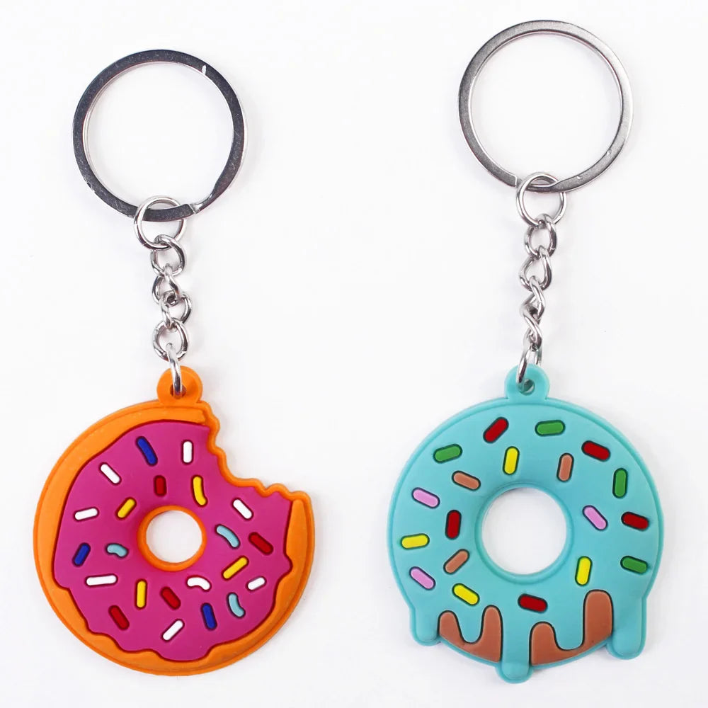 Creative Sweet Donut Keychain Party Favors Kids Food Pendant Keyrings Bagpack Ornaments Accessories Christmas New Year Gifts