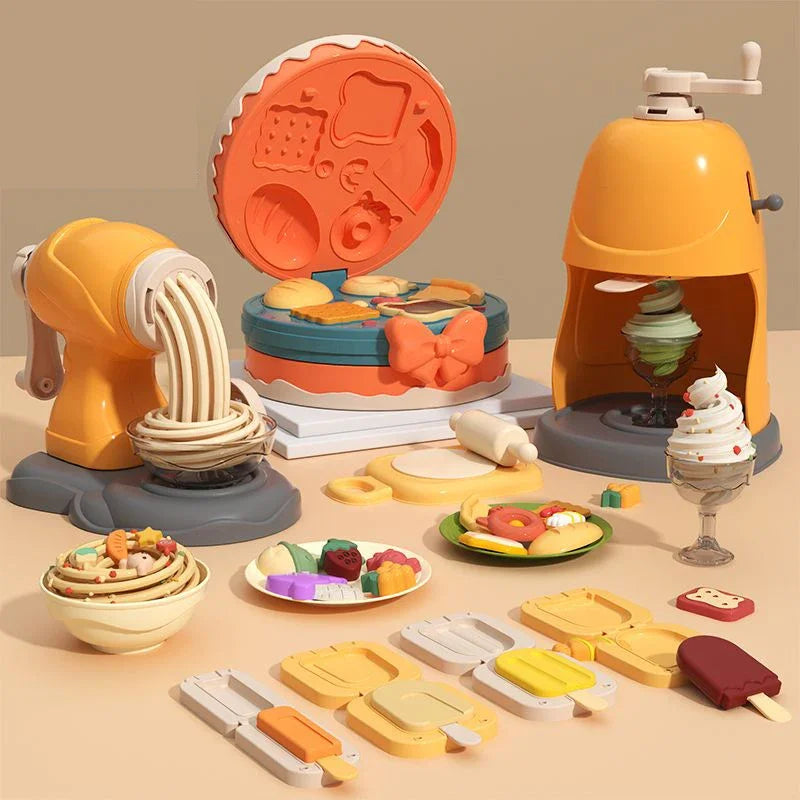 3D Plasticine Mold Modeling Clay Ice Cream Color Clay Noodle Maker Diy Plastic Play Dough Tools Sets Toys for Kids Birthday Gift