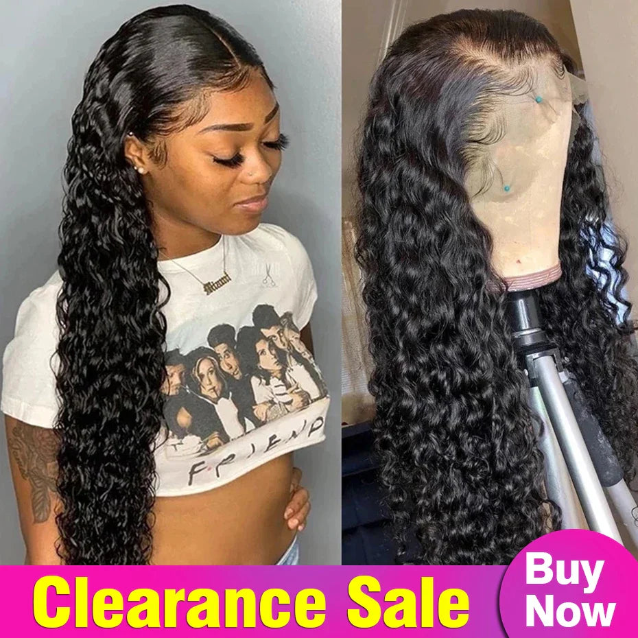 30Inch Deep Wave Transparent 13x4 13x6 Lace Frontal Human Hair Wigs 5x5 Glueless Wigs 4x4 Lace Wig Remy Deep Curly Front Wig