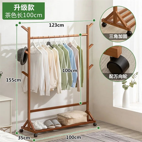 Wooden Boutique Coat Stand Floor Pants Bag Cheap Hotel Clothes Hanger Garden Shoe Shelf Towel Hook Rack Para Ropa Room Furniture