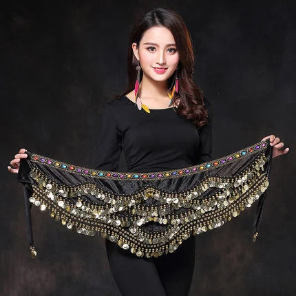 Oriental/Indian Belly Dance Coin Belt BellyDance Hip Scarf Golden Coins Belly Dance Costume Accessories Dancing Coin Belt