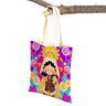 Ladies Shopping Bag Cartoon Virgin Mary Series Handbag Foldable Reusable Cloth Shopper Harajuku Style Student Canvas Tote