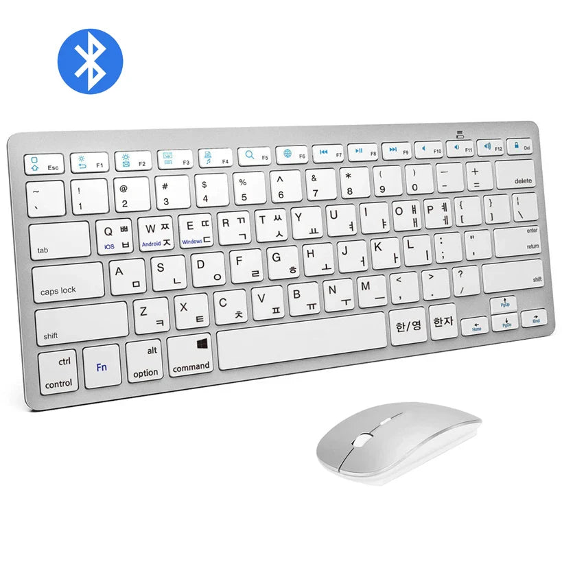 Bluetooth Keyboard Mouse Combo Ultra-Slim Mute Keycap Wireless Bluetooth Mouse Mice for Mac iPad iPhone iOS Android Windows