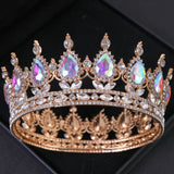 Gorgeous Crystal Bridal Wedding Hair Accessories Rhinestone King Queen Full Round Circle Pageant Tiara Crystal Prom Royal Crown