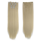 Synthetic Clip in Hair Extensions 6 Pcs/Set 16 Clips Long Straight Hairpieces Clip On Hair Extension for Women Blonde