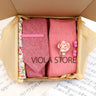 Viola Design 6PCS Gift Box Floral Solid Cotton Sock Tie Sets Clip Pin Cufflinks Hankie Men Wedding Party Daily Cravat Accessory