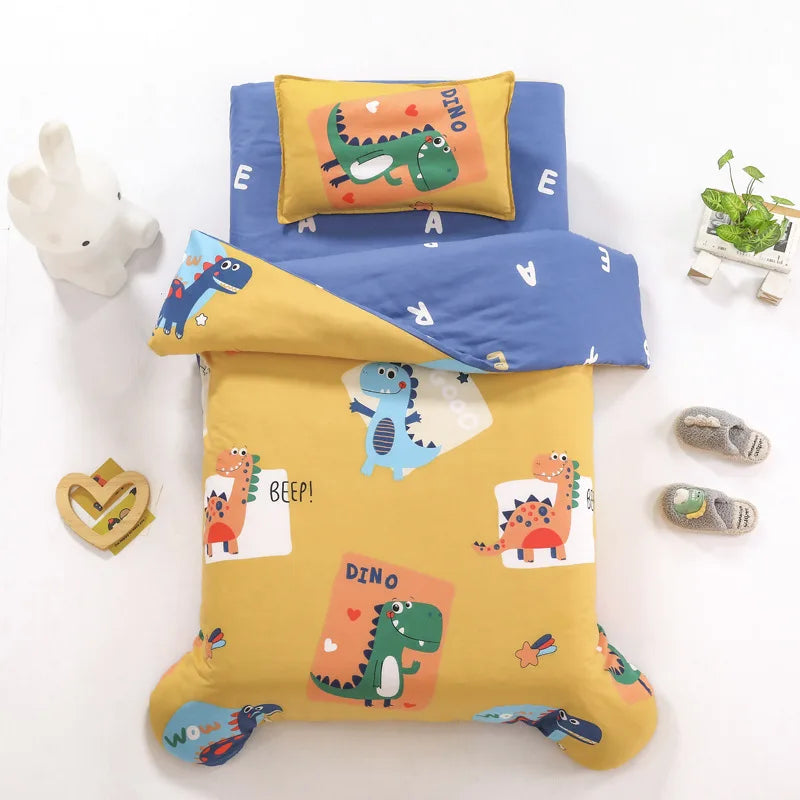 Children's Cotton Three-piece Set Kindergarten Nap Cartoon Bed Sheet Quilt Cover Cotton Bedding Kit Pillowcase CP27