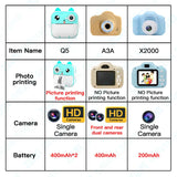 Children 1080P HD Digital Camera Toys Instant Print for Kids Thermal Print Camera Instant Print Photo Video With 32G Memory Card