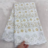 5 Yards African Swiss Voile Lace Fabric Embroidery High Quality With Stones Dry 100% Cotton For Wedding 4L071503