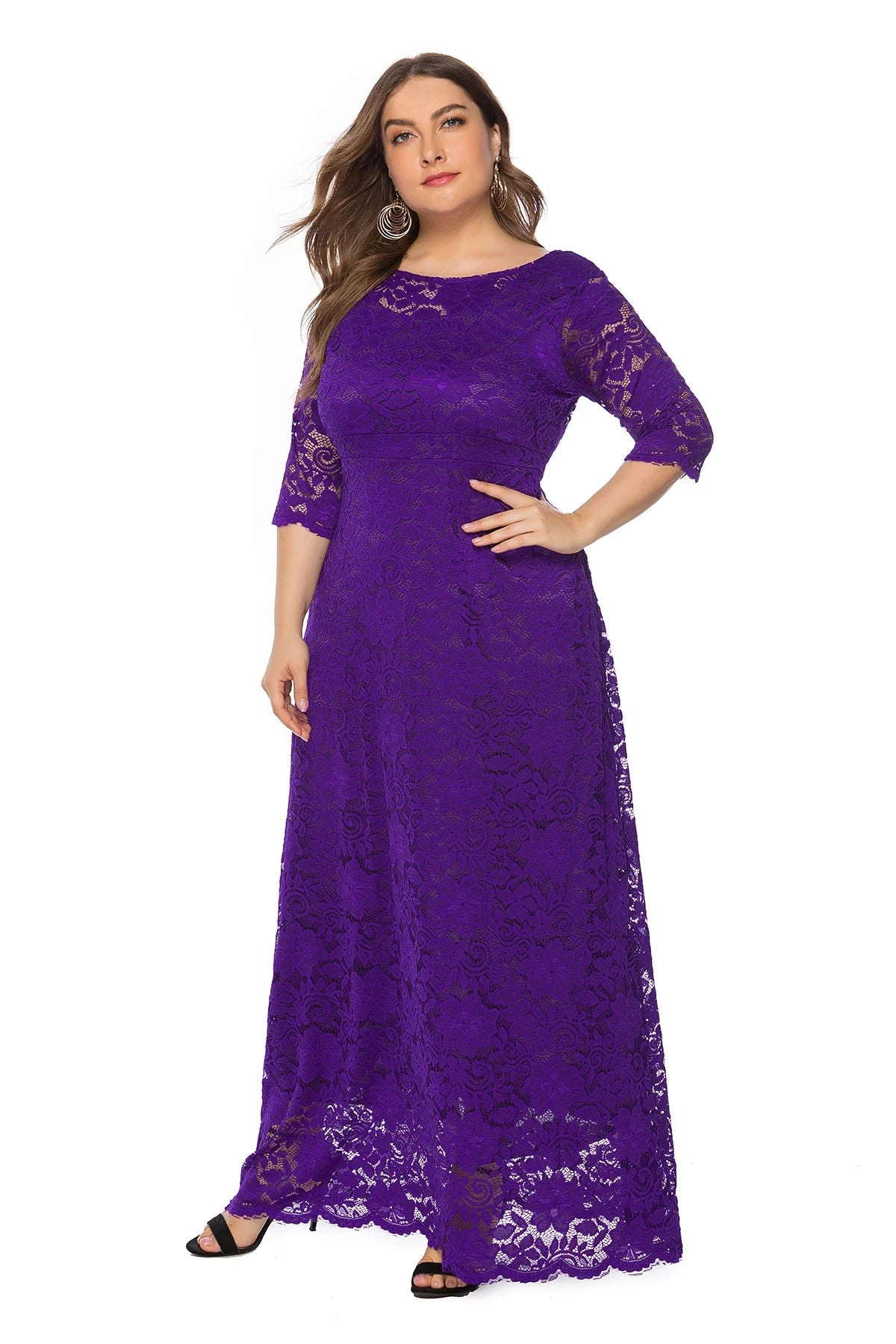 Plus Size Elegant Slight Stretch Bridesmaid Party Evening Maxi Long Dress With Pocket For Women