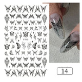 3D Silver Frame Nail Sticker Silver Bronzing Stripe Lines Sliders For Nails Tribal Pattern Decals Marble Blooming Nail Tattoos