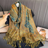 Luxury Pashmina Silk Scarf Shawl Wrap Paisley Jacquard Flowers Borders  Layers Reversible Classic Tassels For Women 70X190cm