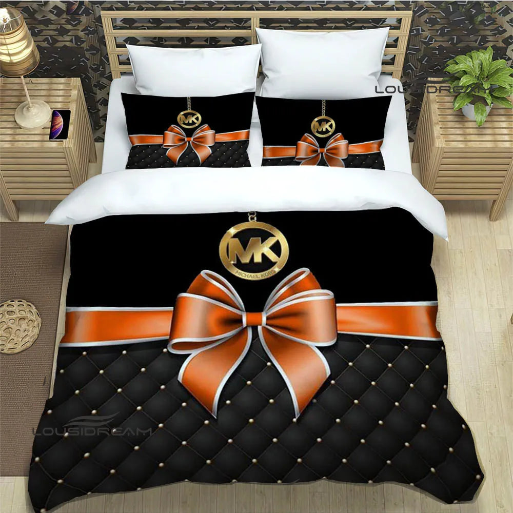 M-Michael-Kors logo printed Bedding Sets exquisite supplies set duvet cover bed comforter set bedding set luxury birthday gift