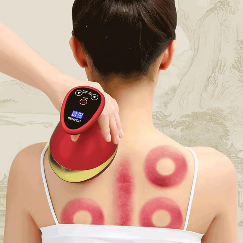 Electric Scraping Instrument Usb Rechargeable Electric Massager with 9 Heating Vacuum Suction Cupping Device for Body Scraping