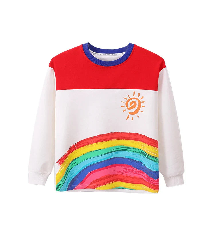 Kids Hip Hop Rainbow Striped Top Street Dance Skirts Boys Sweatshirt Joggers Pants Jazz Clothes Sets Children Girls Streetwear