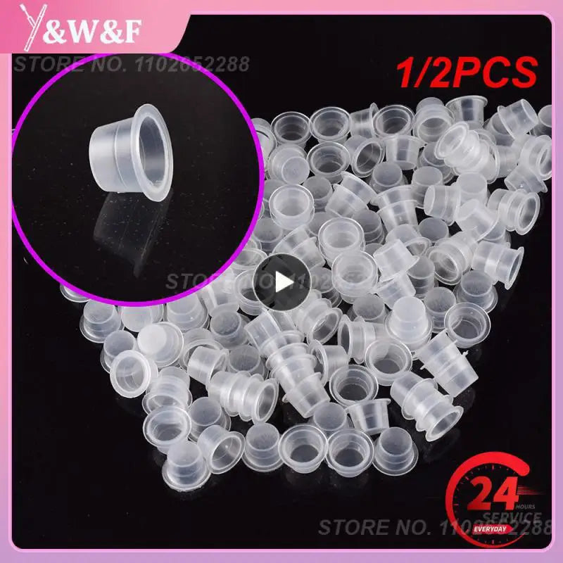 1/2PCS Plastic Tattoo Ink Cups 8mm 11mm 15mm Tattoo Ink Cups Holder Container Pigment Ink Caps Tattoo Accessories