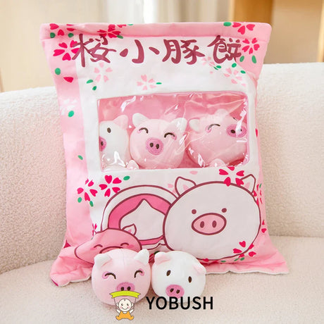 Cartoon Ramen Puff Cookie Bag Bubble Tea Plush Pillow Stuffed Kawaii Animals Axolotl Yellow Duck Bat Bunny Small Balls Candy Bag