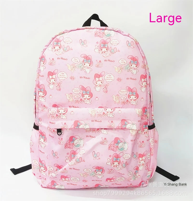 Sanrio Anime My Melody Kuromi Cinnamoroll Student Bag Backpack Parent-child Lightweight Tarp Backpacks For Children Kawaii Toys